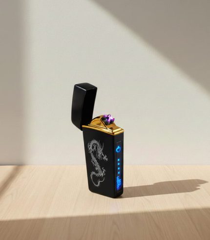 Electric Windproof Double Arc Plasma Lighter with LED Power Display and Touch Sensor-GIFORO-COM