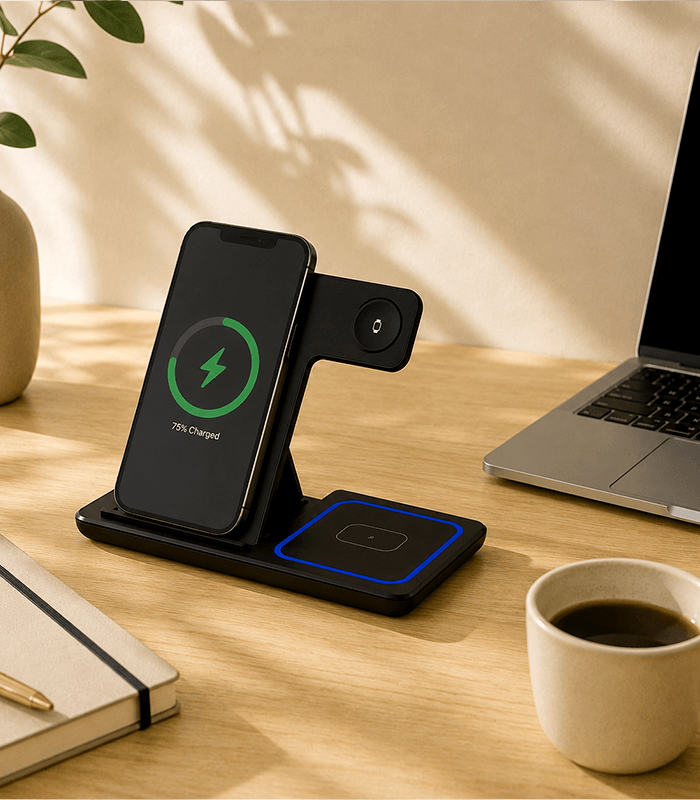 200W 3-in-1 Foldable Wireless Charging Station for iPhone, Apple Watch, and AirPods Pro-1