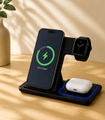 200W 3-in-1 Foldable Wireless Charging Station for iPhone, Apple Watch, and AirPods Pro-2