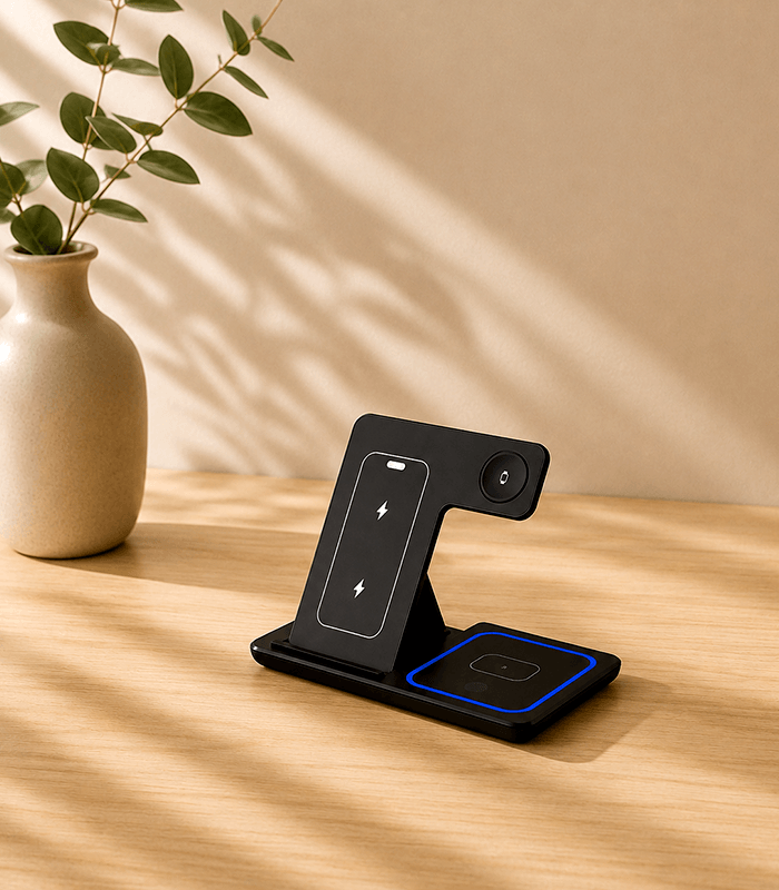 200W 3-in-1 Foldable Wireless Charging Station for iPhone, Apple Watch, and AirPods Pro