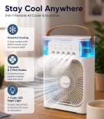 Portable 3-in-1 Mini Air Cooler Fan and Humidifier with LED Night Light-3