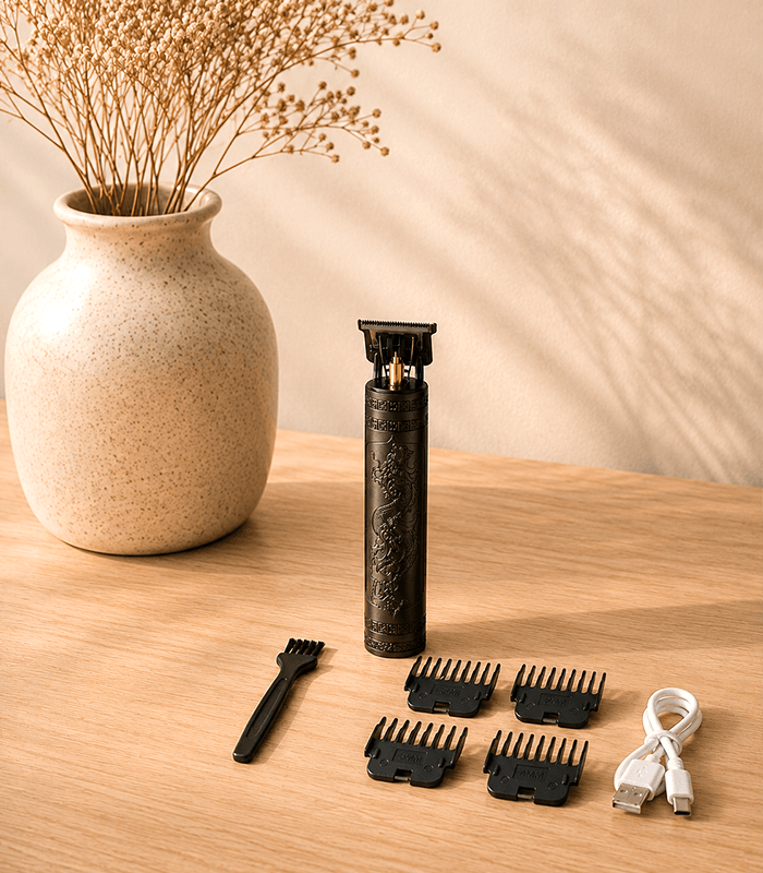 Professional Vintage Cordless Barber Hair Trimmer with USB Charging and Portable Design