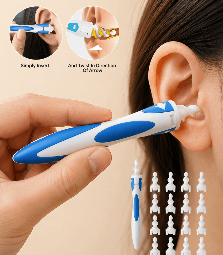 Soft Silicone Spiral Ear Wax Removal Tool with Reusable Washable Tips-1