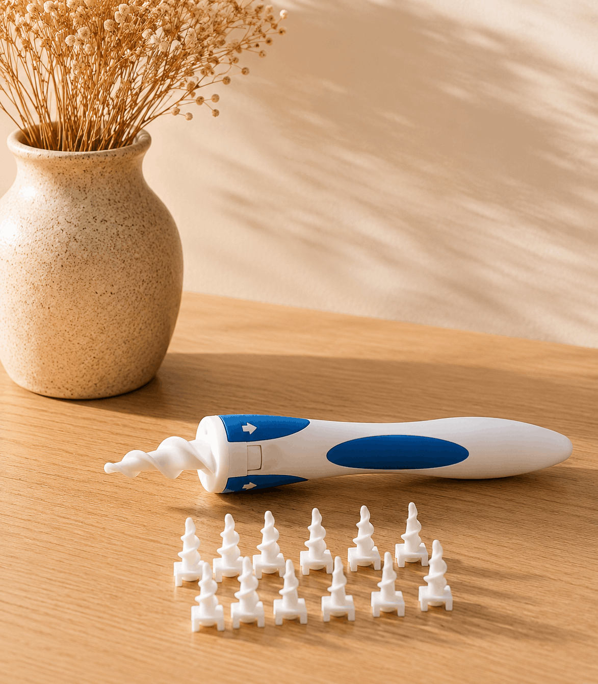 Soft Silicone Spiral Ear Wax Removal Tool with Reusable Washable Tips Soft Silicone Spiral Ear Wax Removal Tool with Reusable Washable Tips